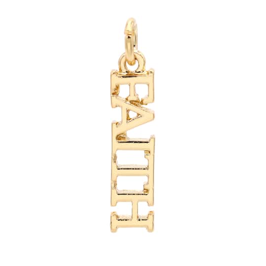 12 Pack: 14K Gold Plated Faith Charm by Bead Landing™